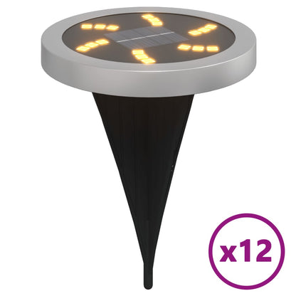 Solar-Bodenleuchten Mit Erdspieß 12 Stk. Warmweiß