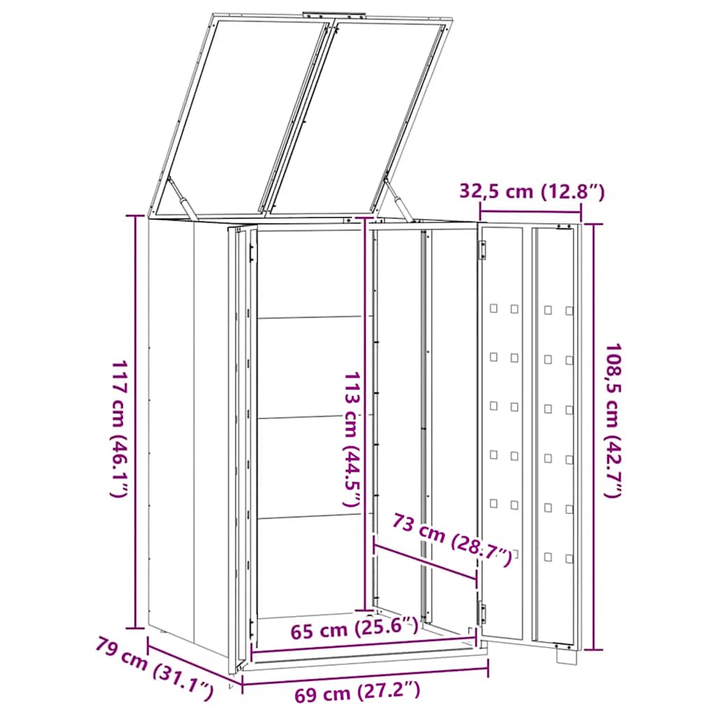 Mülltonnenbox Für 1 Tonne 69X79X117 Cm Stahl