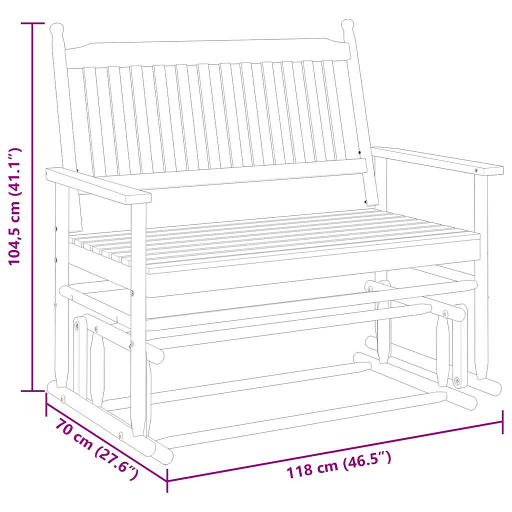 Schaukelbank 118X70X104,5 Cm Massivholz Pappel