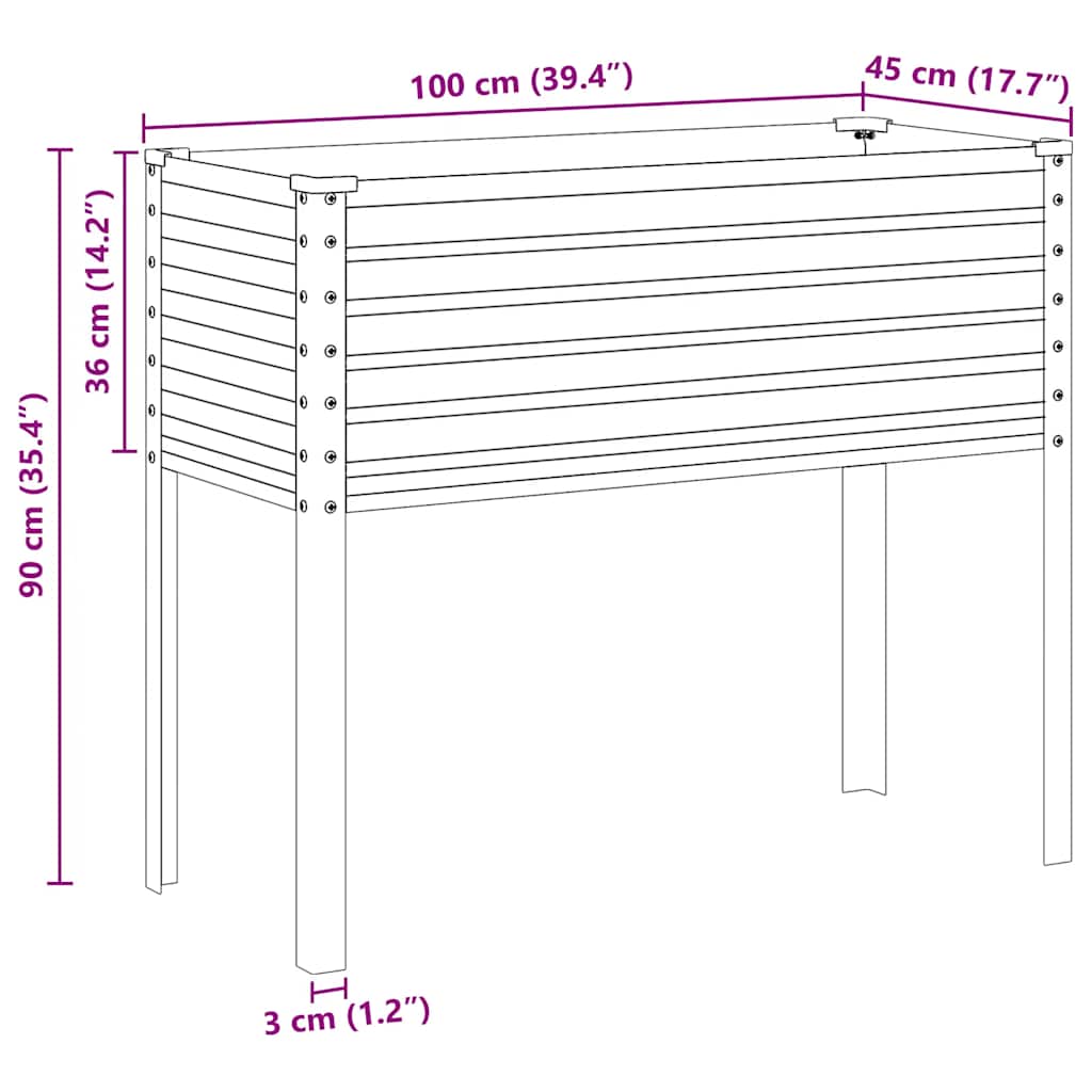 Pflanzkübel Grau 100X45X90 Cm Stahl