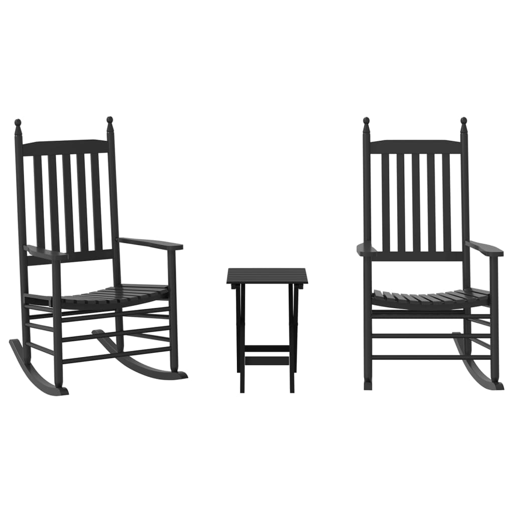 Schaukelstühle 2 Stk. Mit Klapptisch Massivholz Pappel