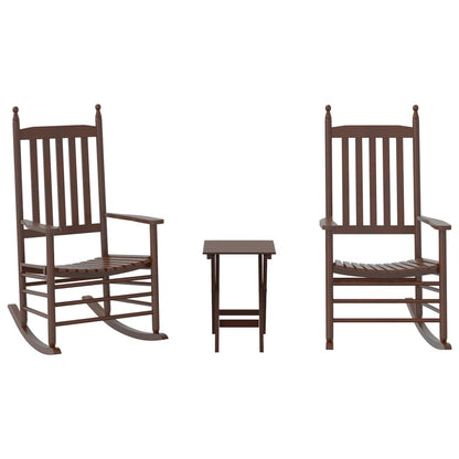 Schaukelstühle 2 Stk. Mit Klapptisch Massivholz Pappel