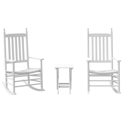 Schaukelstühle 2 Stk. Mit Klapptisch Massivholz Pappel