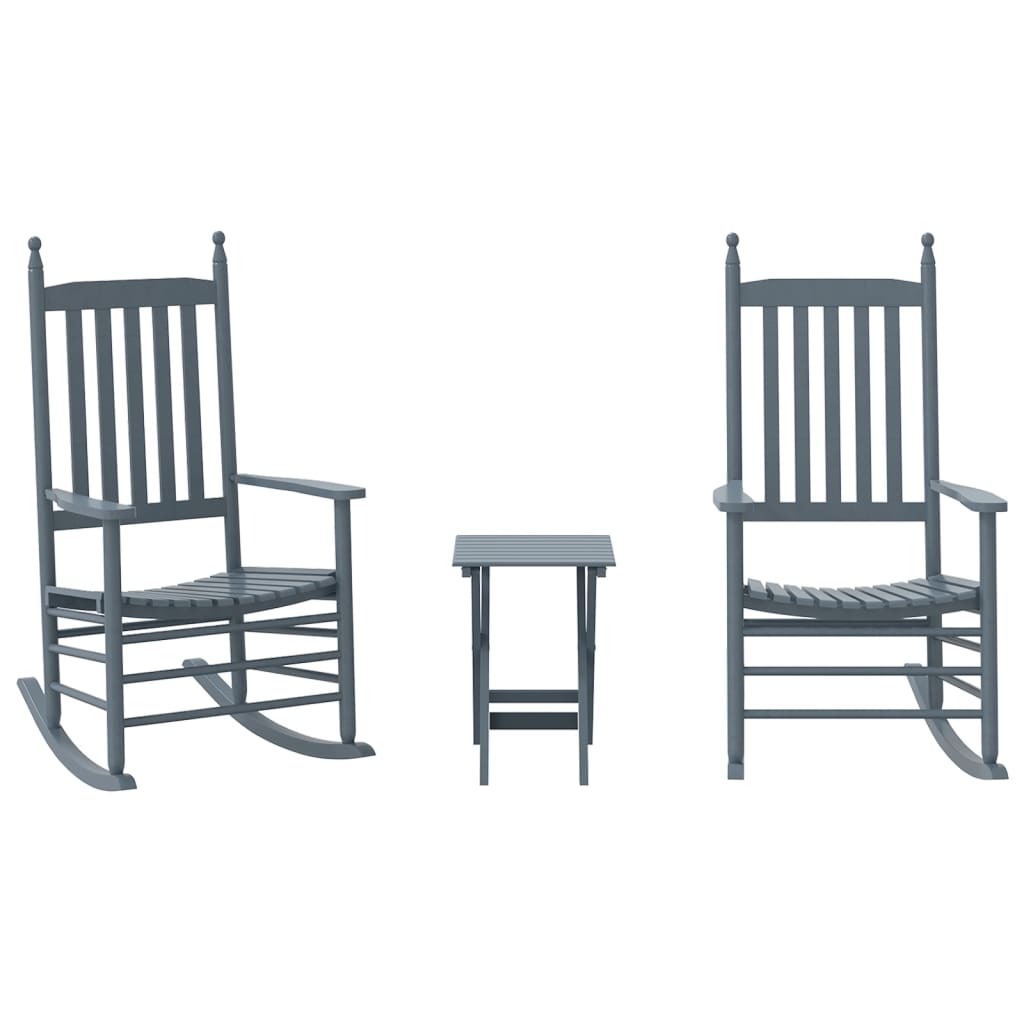 Schaukelstühle 2 Stk. Mit Klapptisch Massivholz Pappel