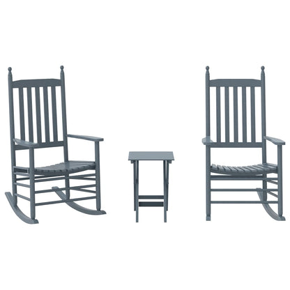 Schaukelstühle 2 Stk. Mit Klapptisch Massivholz Pappel