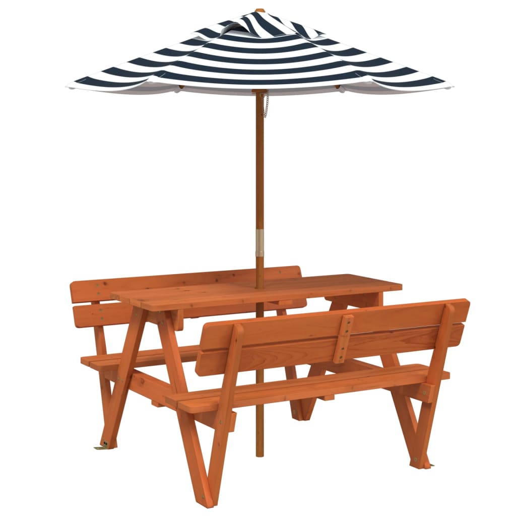 Picknicktisch Für 4 Kinder Mit Sonnenschirm Massivholz Tanne