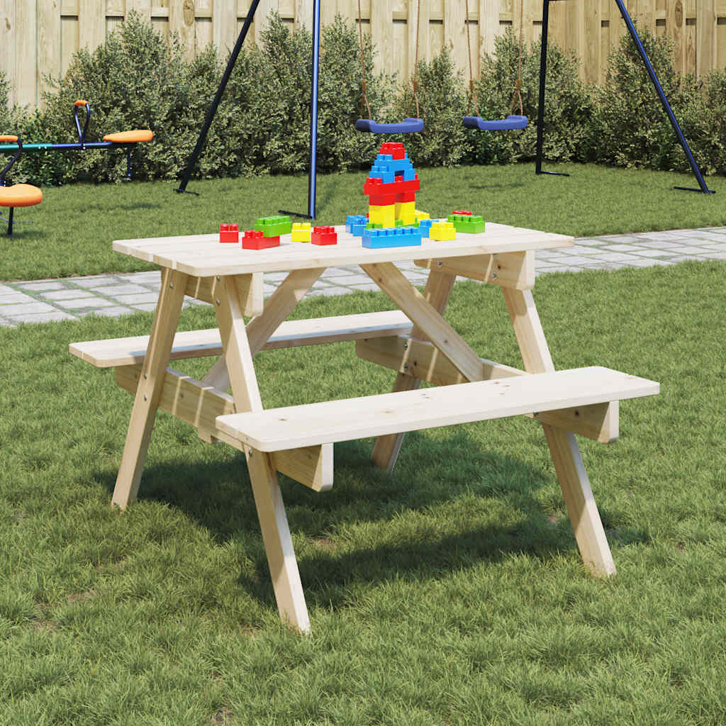 Kinder-Picknicktisch Mit Bänken & Sonnenschirm Holz