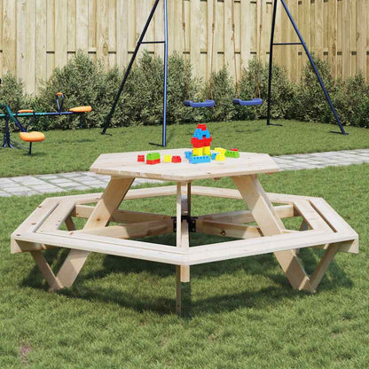 Picknicktisch Für 6 Kinder Mit Sonnenschirm Sechseckig Tanne