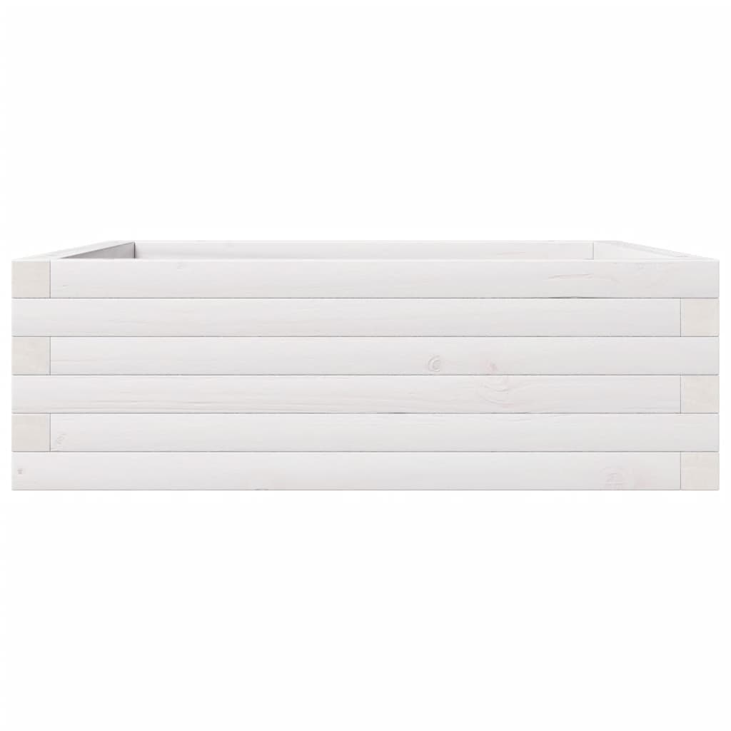 Pflanzkübel 70X70X23 Cm Massivholz Kiefer Weiß