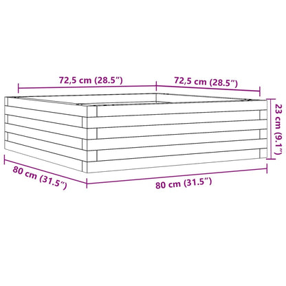 Pflanzkübel 80X80X23 Cm Massivholz Kiefer Weiß