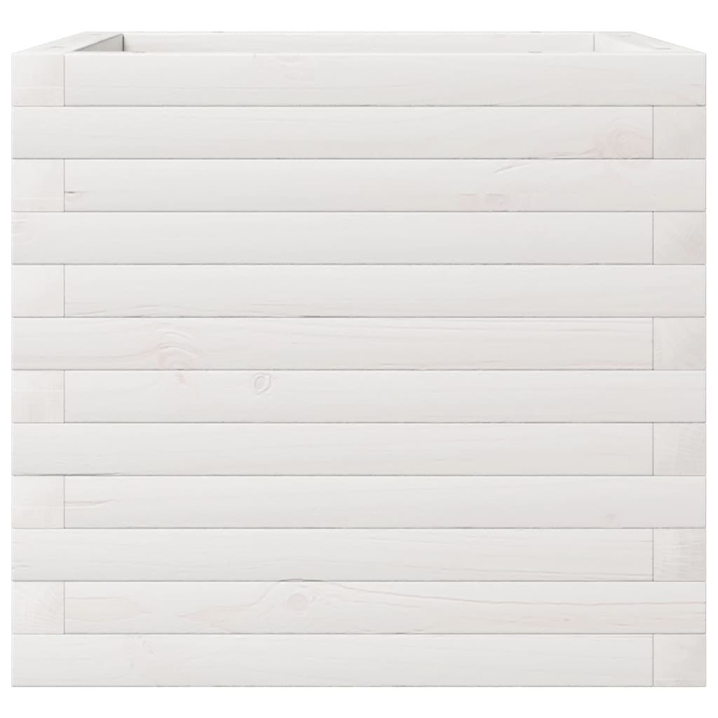 Pflanzkübel 50X50X45,5 Cm Massivholz Kiefer Weiß