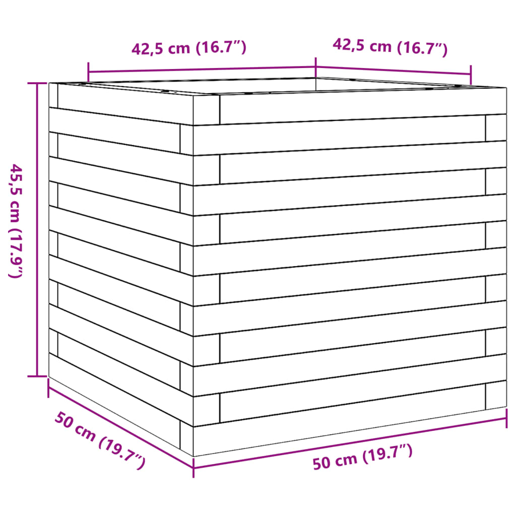 Pflanzkübel 50X50X45,5 Cm Massivholz Douglasie Natürliches Douglasie