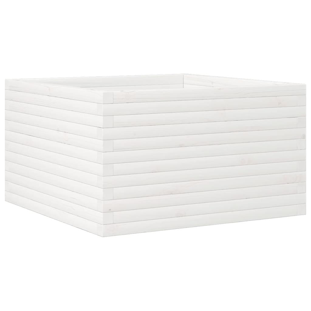 Pflanzkübel 80X80X45,5 Cm Massivholz Kiefer Weiß