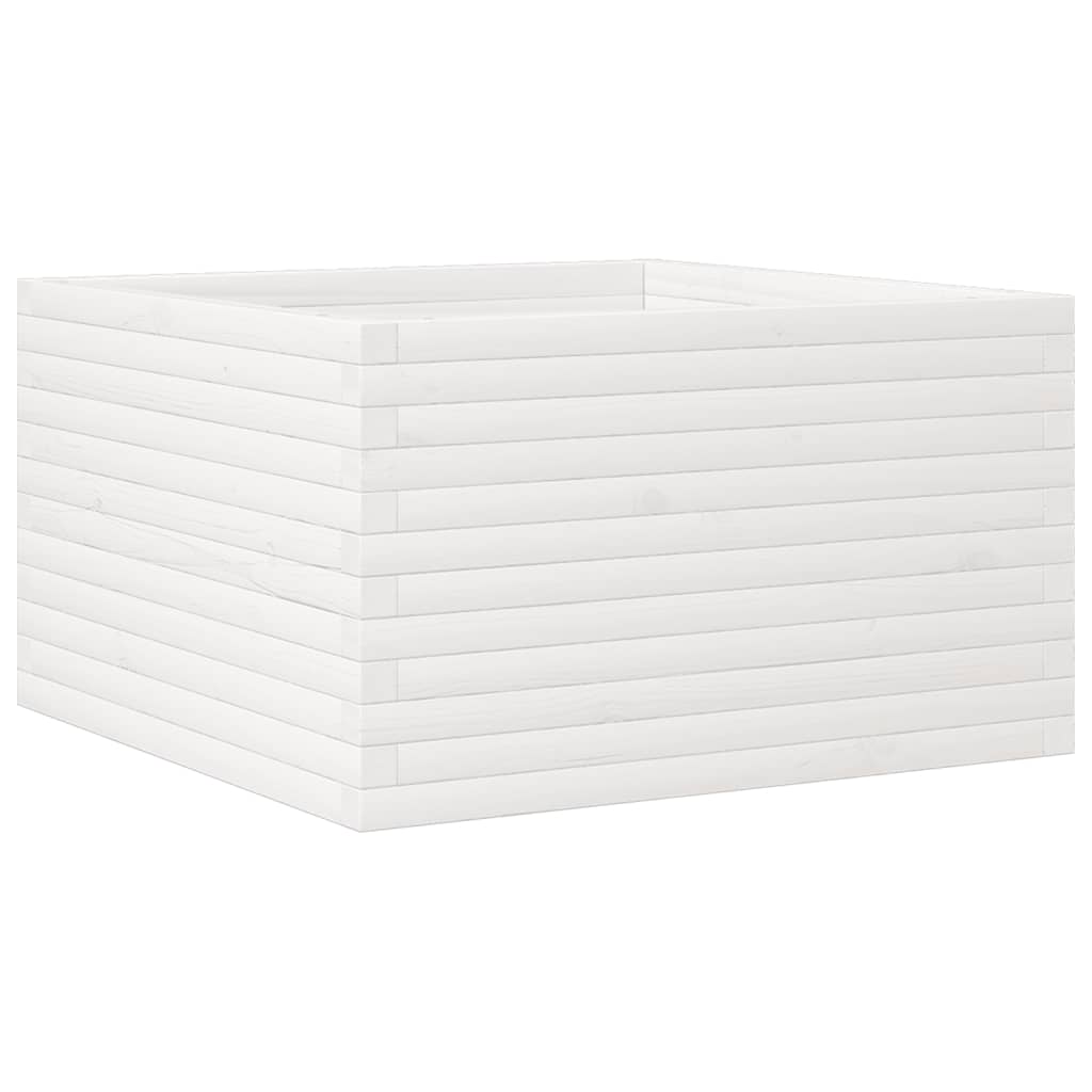 Pflanzkübel 80X80X45,5 Cm Massivholz Kiefer Weiß