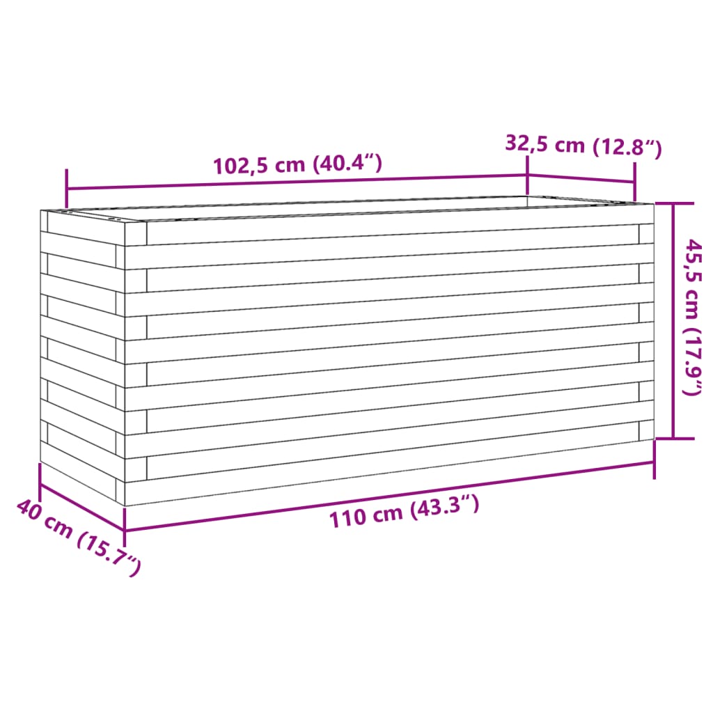 Pflanzkübel 110X40X45,5 Cm Kiefernholz Imprägniert Wachsbraun
