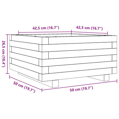 Pflanzkübel 50X50X26,5 Cm Massivholz Kiefer Weiß