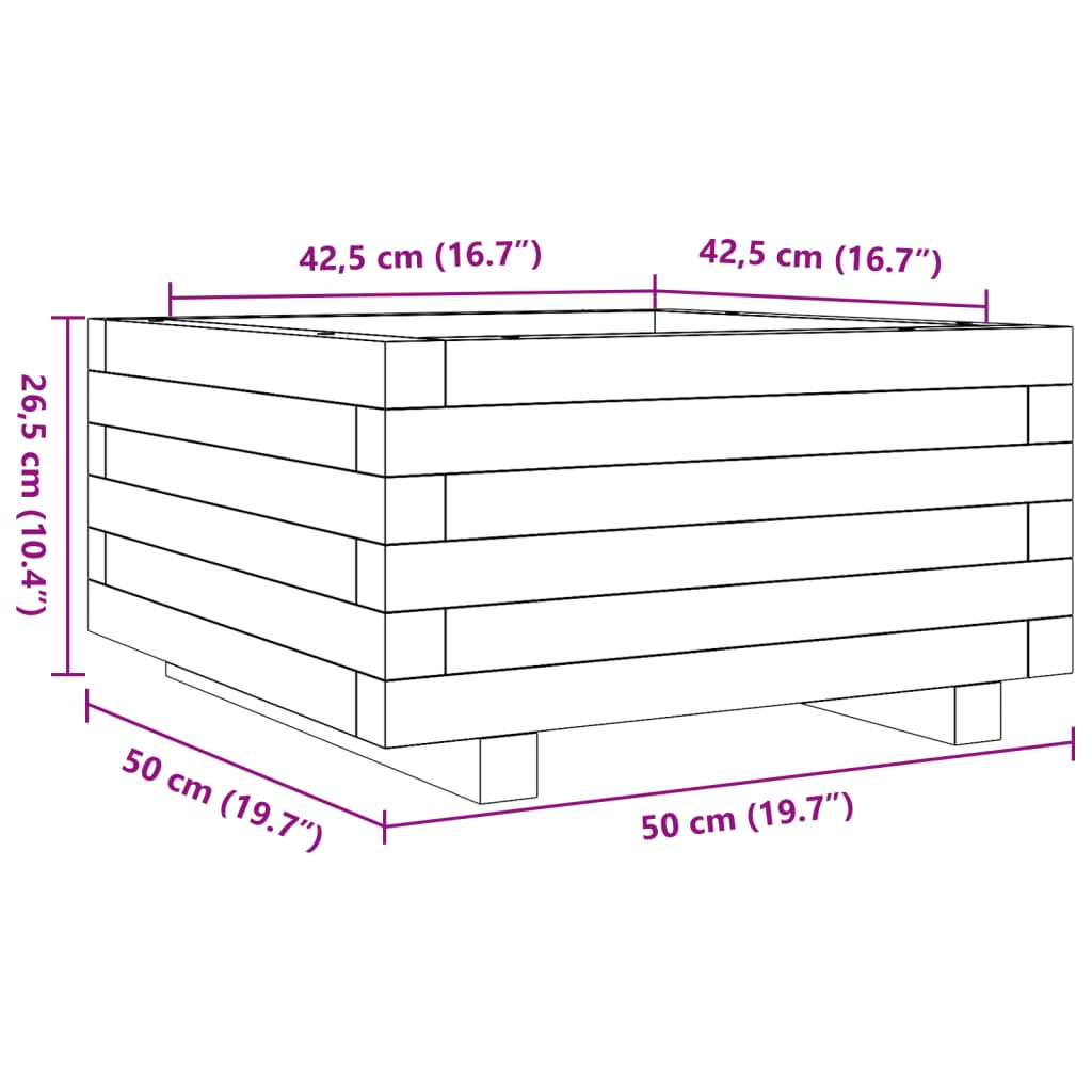 Pflanzkübel 50X50X26,5 Cm Kiefernholz Imprägniert Natürlich Imprägniert