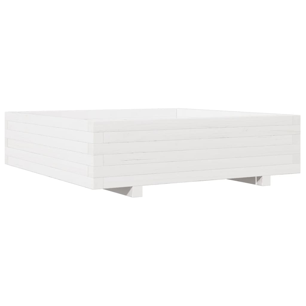 Pflanzkübel Weiß 90X90X26,5 Cm Massivholz Kiefer Weiß