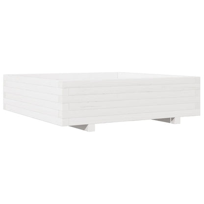Pflanzkübel Weiß 90X90X26,5 Cm Massivholz Kiefer Weiß