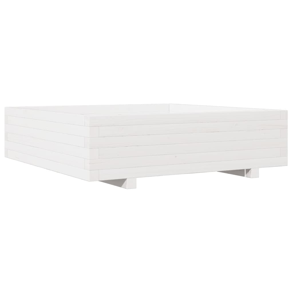 Pflanzkübel Weiß 90X90X26,5 Cm Massivholz Kiefer Weiß