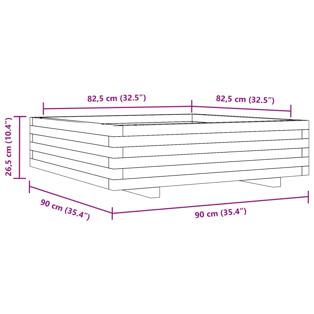 Pflanzkübel 90X90X26,5 Cm Massivholz Douglasie Wachsbraun