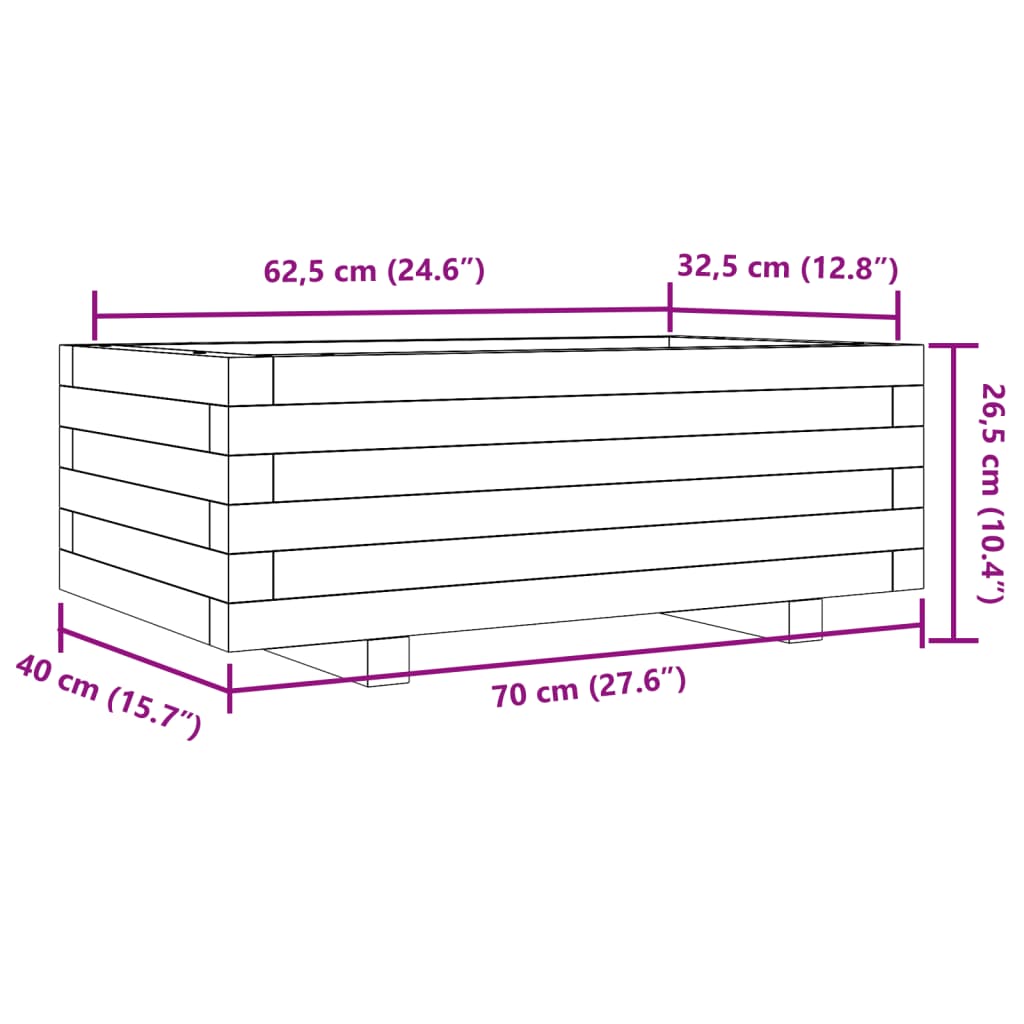 Pflanzkübel 70X40X26,5 Cm Massivholz Kiefer Weiß