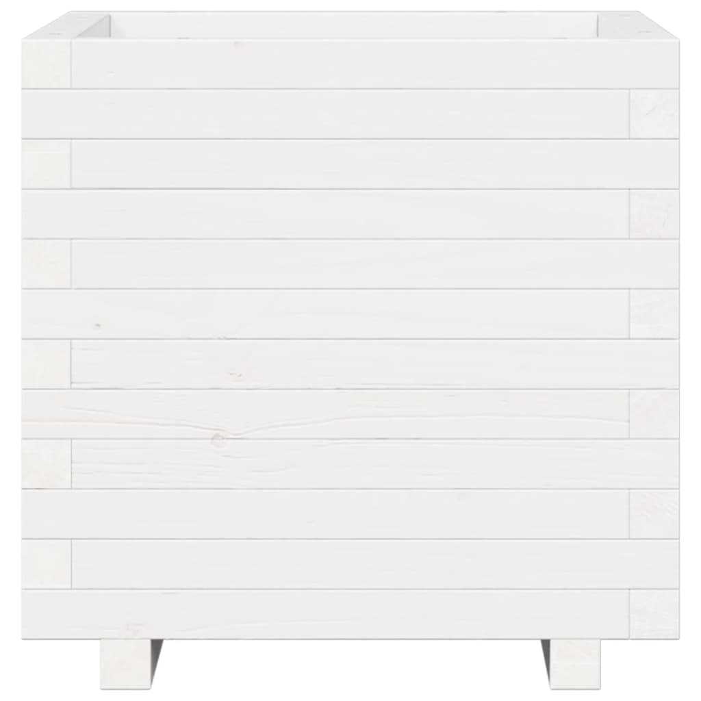 Pflanzkübel Weiß 50X50X49,5 Cm Massivholz Kiefer Weiß