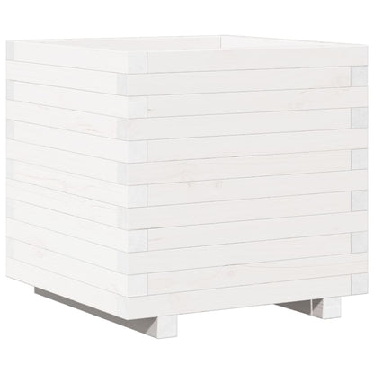 Pflanzkübel Weiß 50X50X49,5 Cm Massivholz Kiefer Weiß
