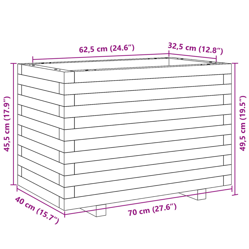Pflanzkübel 70X40X49,5 Cm Massivholz Douglasie