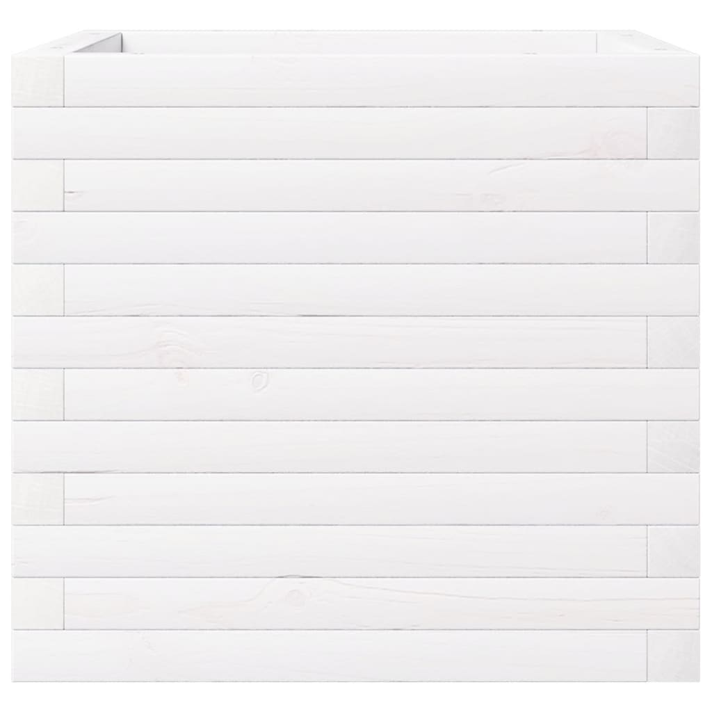 Pflanzkübel 50X50X46 Cm Massivholz Kiefer Weiß