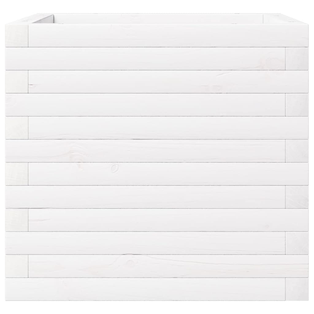 Pflanzkübel 50X50X46 Cm Massivholz Kiefer Weiß