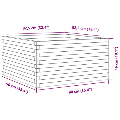 Pflanzkübel 90X90X46 Cm Massivholz Kiefer Weiß