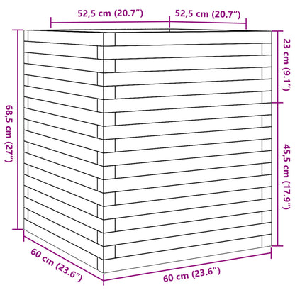 Pflanzkübel 60X60X68,5 Cm Massivholz Kiefer Weiß