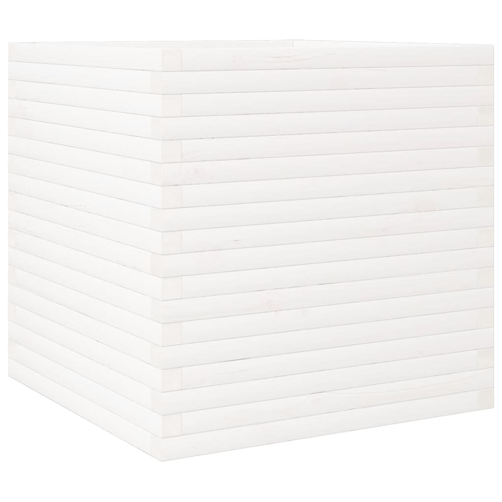 Pflanzkübel 70X70X68,5 Cm Massivholz Kiefer Weiß