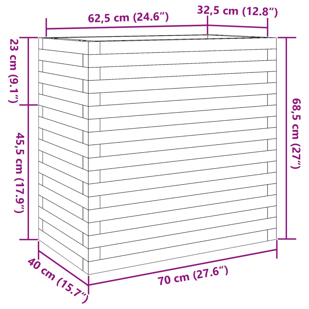 Pflanzkübel 70X40X68,5 Cm Massivholz Kiefer Wachsbraun