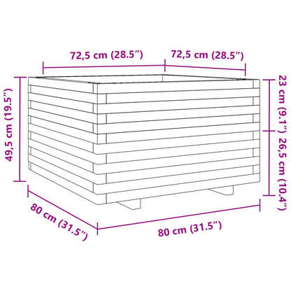 Pflanzkübel 80X80X49,5 Cm Massivholz Kiefer Weiß