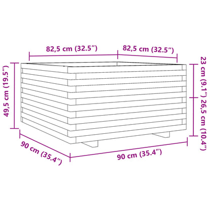 Pflanzkübel 90X90X49,5 Cm Massivholz Kiefer Weiß