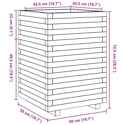 Pflanzkübel 50X50X72,5 Cm Massivholz Kiefer Wachsbraun