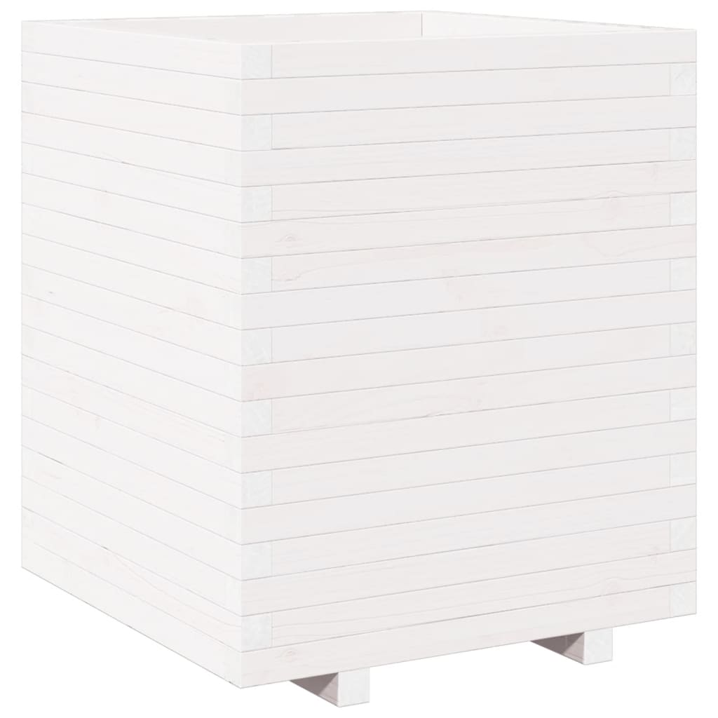 Pflanzkübel 60X60X72,5 Cm Massivholz Kiefer Weiß