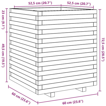 Pflanzkübel 60X60X72,5 Cm Massivholz Kiefer Weiß