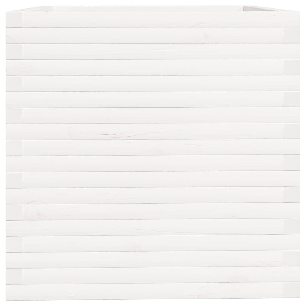 Pflanzkübel 70X70X72,5 Cm Massivholz Kiefer Weiß
