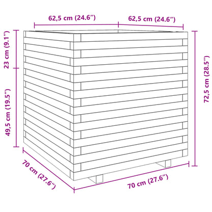 Pflanzkübel 70X70X72,5 Cm Massivholz Kiefer Weiß
