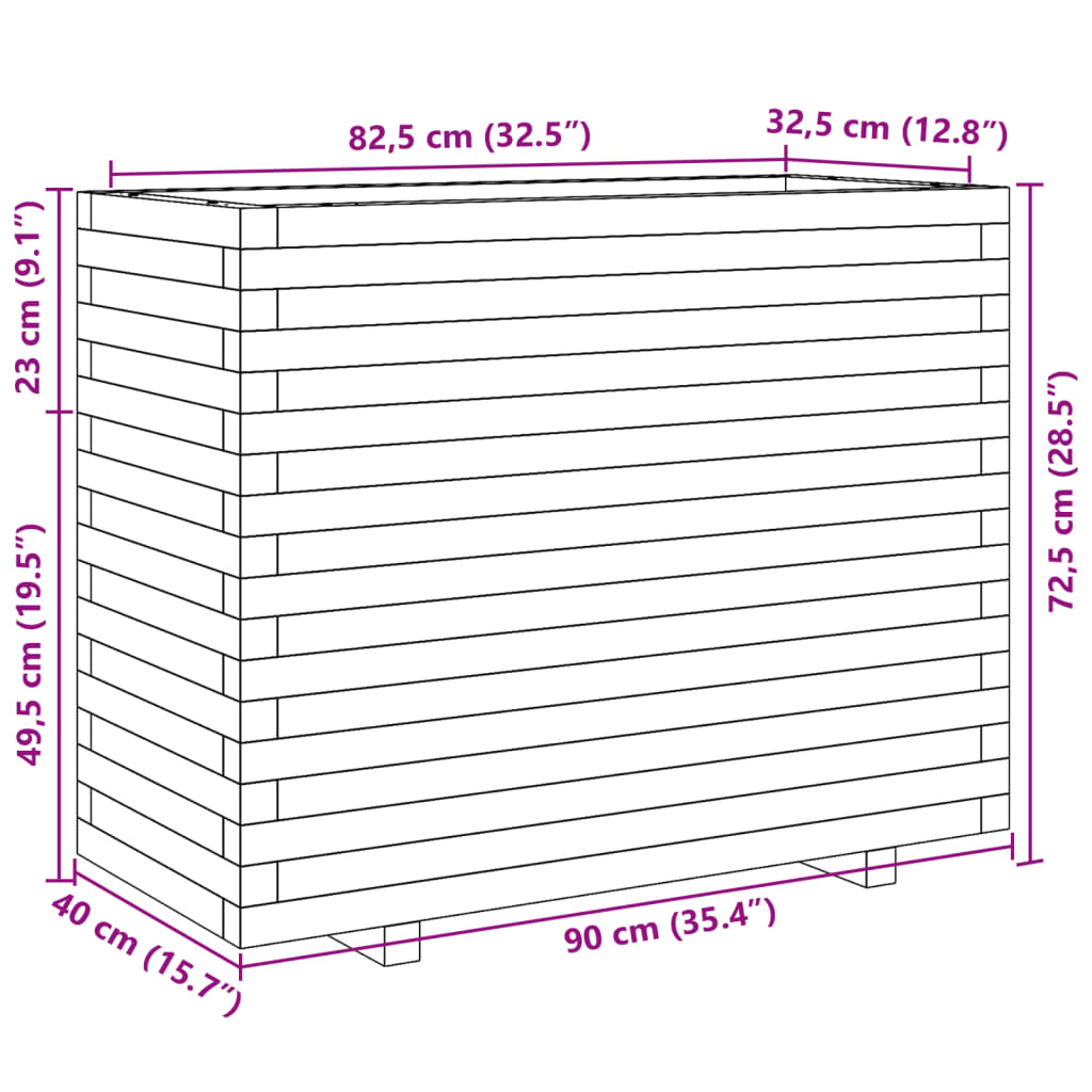 Pflanzkübel 90X40X72,5 Cm Kiefernholz Imprägniert Natürlich Imprägniert