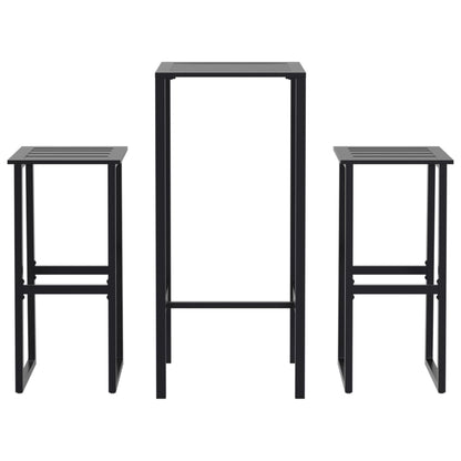 3-Tlg. Gartenbar-Set Schwarz Pulverbeschichteter Stahl