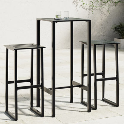 3-Tlg. Gartenbar-Set Schwarz Pulverbeschichteter Stahl