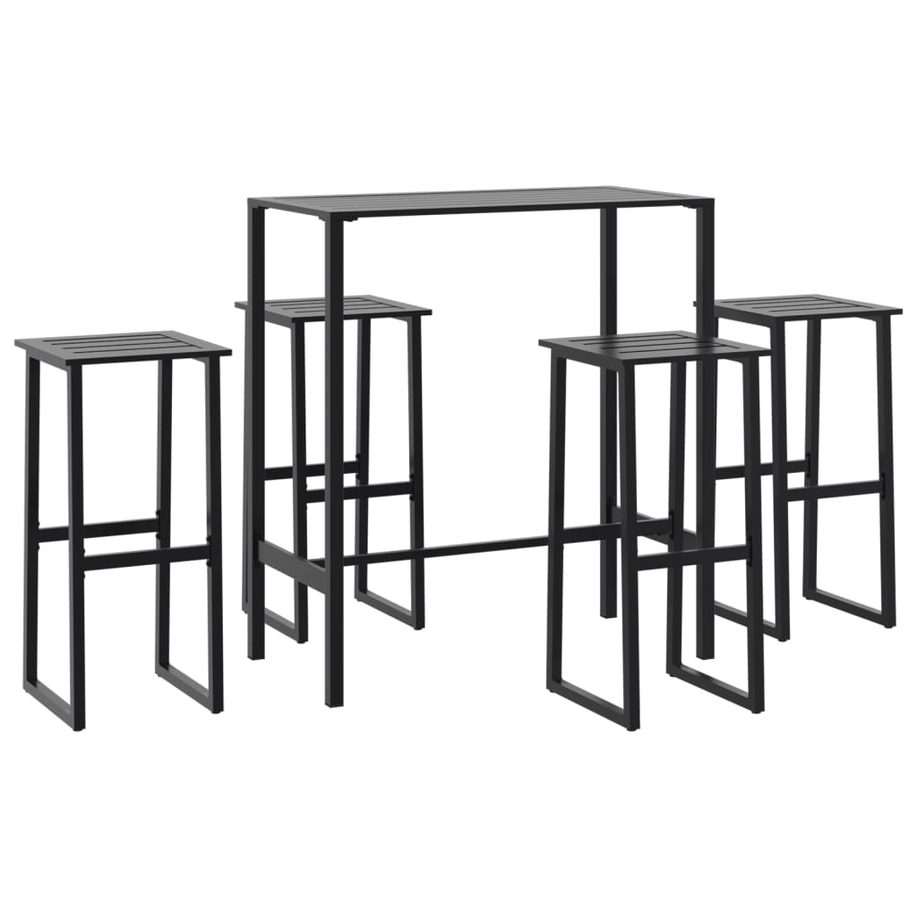 5-Tlg. Gartenbar-Set Schwarz Pulverbeschichteter Stahl