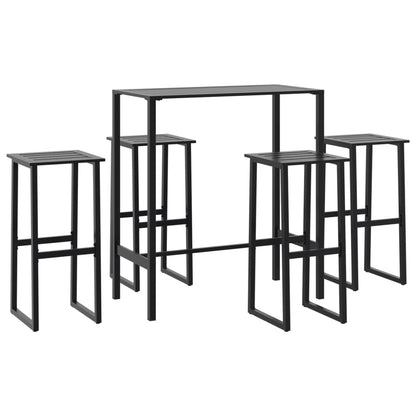 5-Tlg. Gartenbar-Set Schwarz Pulverbeschichteter Stahl