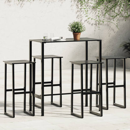 5-Tlg. Gartenbar-Set Schwarz Pulverbeschichteter Stahl