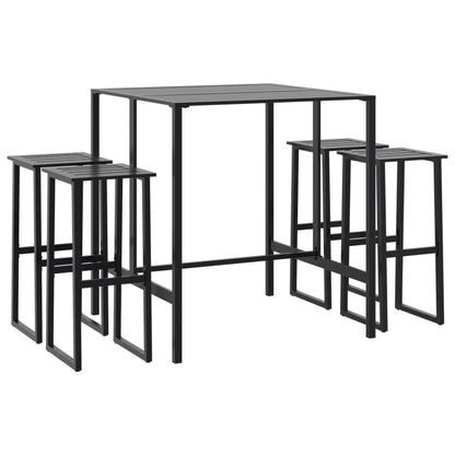 5-Tlg. Gartenbar-Set Schwarz Pulverbeschichteter Stahl