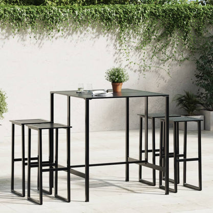 5-Tlg. Gartenbar-Set Schwarz Pulverbeschichteter Stahl